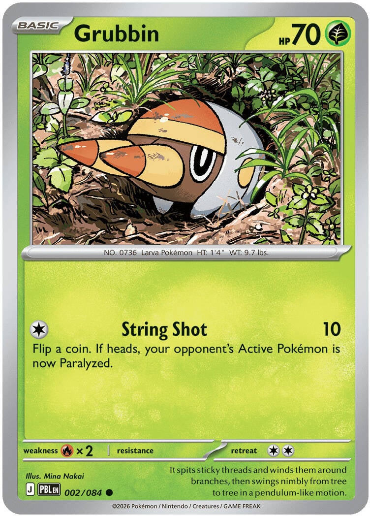 Grubbin 002/084 - POKEMON MEGA EVOLUTION: PITCH BLACK - Pokemon Single Card