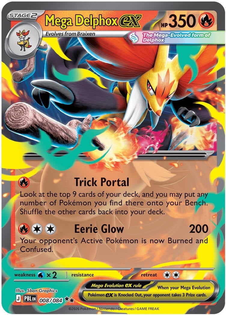 Mega Delphox 008/084- POKEMON MEGA EVOLUTION: PITCH BLACK - Pokemon Single Card