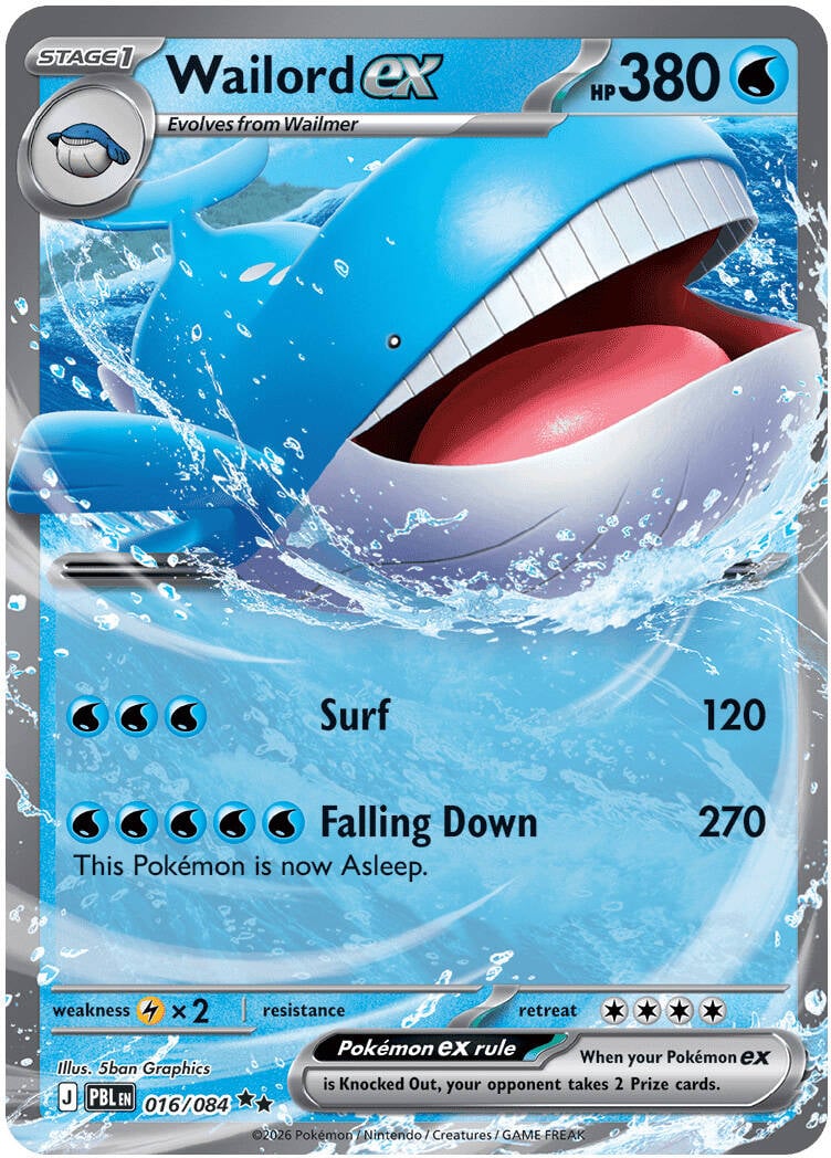 Wailord ex 016/084- POKEMON MEGA EVOLUTION: PITCH BLACK - Pokemon Single Card