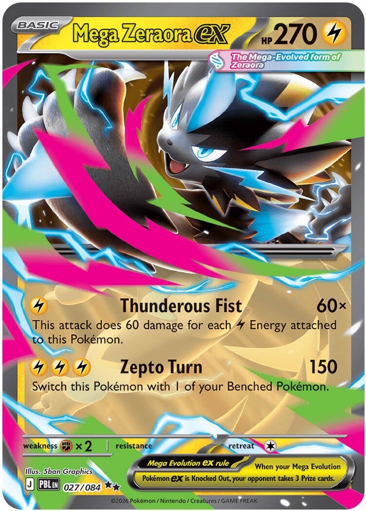 Mega Zeraora ex 027/084- POKEMON MEGA EVOLUTION: PITCH BLACK - Pokemon Single Card