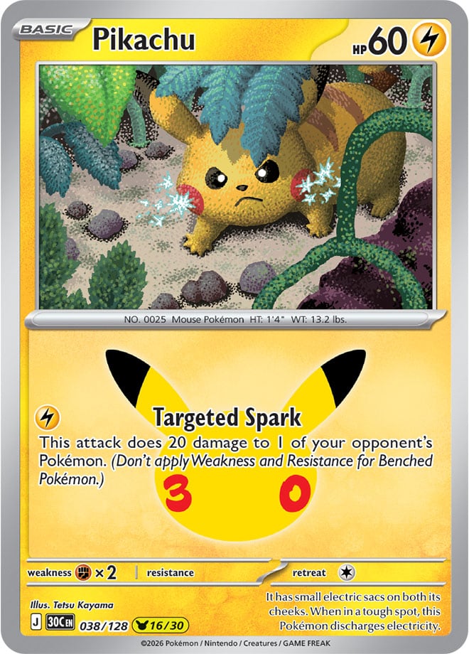 Pikachu 038/128 - POKEMON: 30TH CELEBRATION - Pokemon Single Card