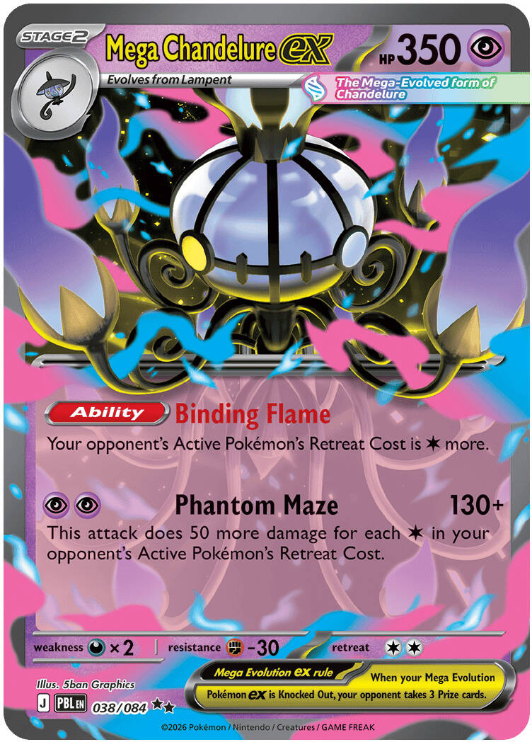 Mega Chandelure ex 038/084- POKEMON MEGA EVOLUTION: PITCH BLACK - Pokemon Single Card
