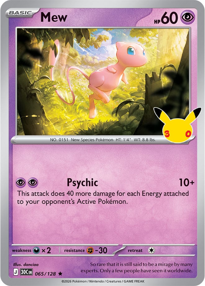 Mew 065/128 - POKEMON: 30TH CELEBRATION - Pokemon Single Card