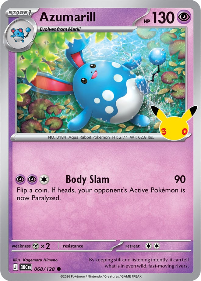 Azumarill 068/128 - POKEMON: 30TH CELEBRATION - Pokemon Single Card