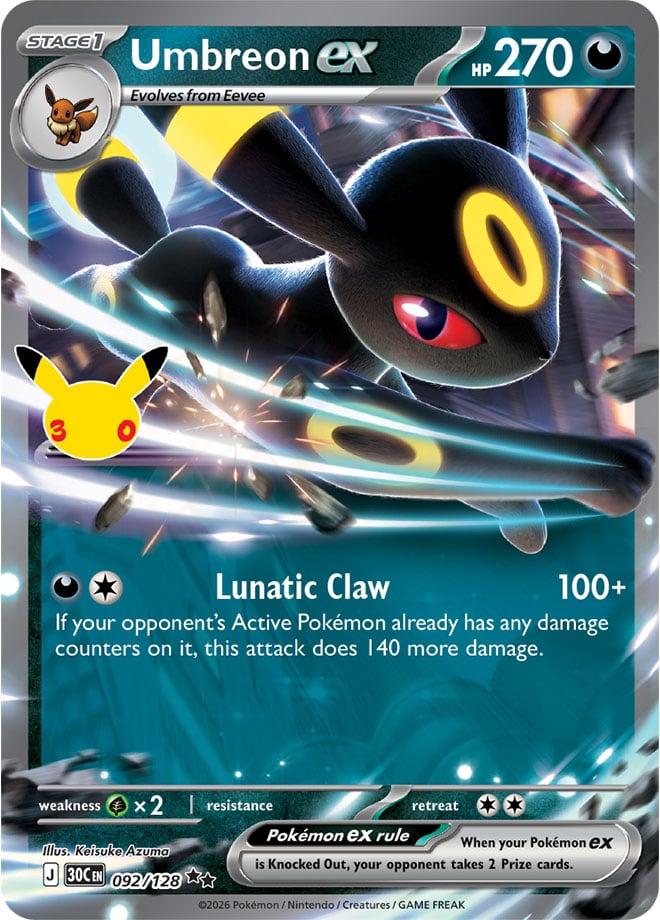 Umbreon ex 092/128 - POKEMON: 30TH CELEBRATION - Pokemon Single Card