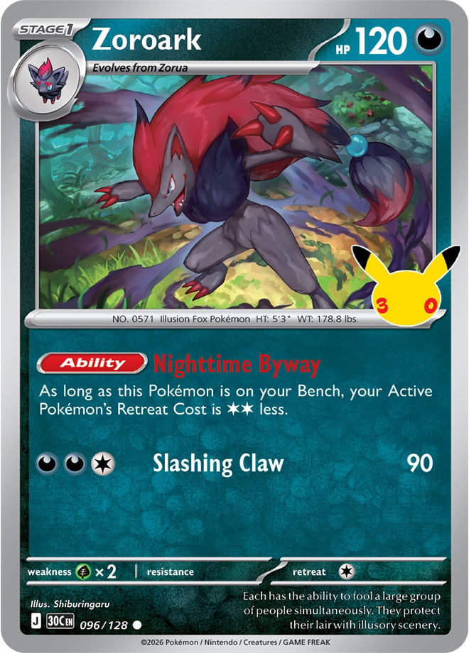 Zoroark 096/128 - POKEMON: 30TH CELEBRATION - Pokemon Single Card