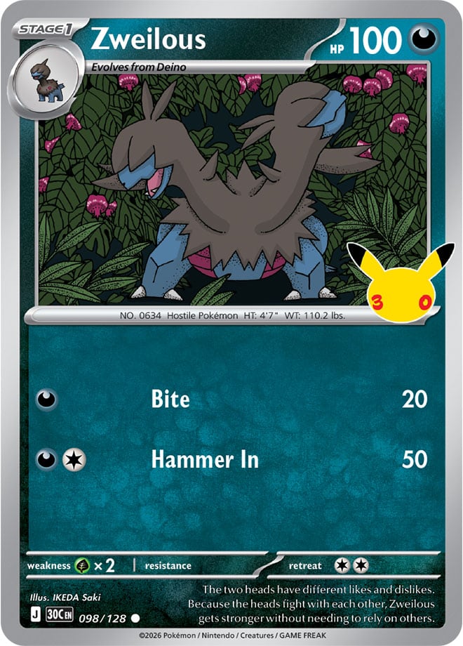 Zweilous 098/128 - POKEMON: 30TH CELEBRATION - Pokemon Single Card