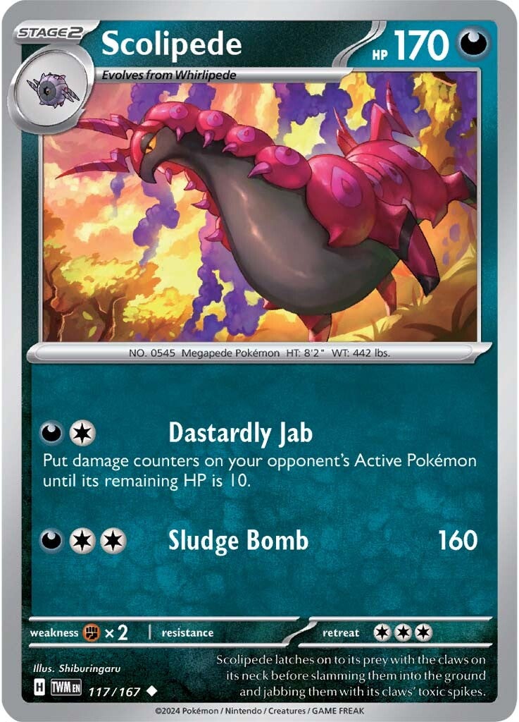 117/167 Scolipede- SCARLET AND VIOLET: TWILIGHT MASQUERADE - Pokemon Single Card