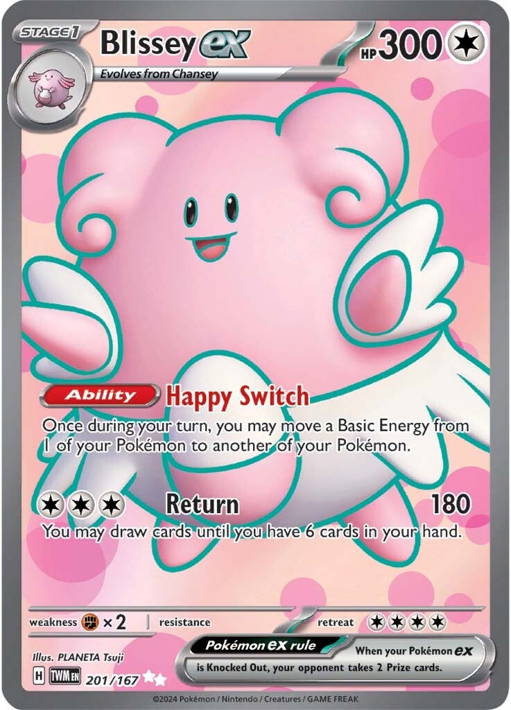 201/167 Blissey ex FULL ART - SCARLET AND VIOLET: TWILIGHT MASQUERADE - Pokemon Single Card 201/167 Blissey ex FULL ART - SCARLET AND VIOLET: TWILIGHT MASQUERADE - Pokemon Single Card