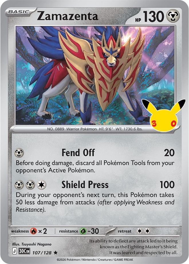 Zamazenta 107/128 - POKEMON: 30TH CELEBRATION - Pokemon Single Card