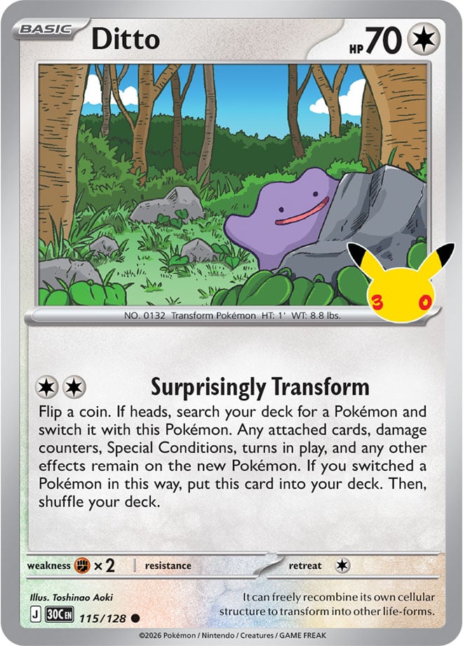 Ditto 115/128 - POKEMON: 30TH CELEBRATION - Pokemon Single Card