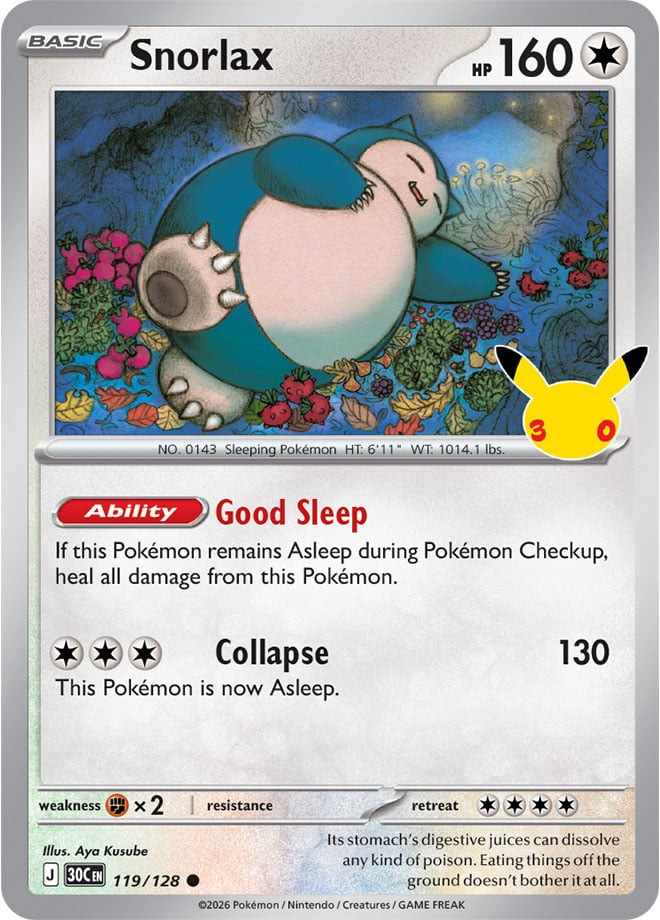 Snorlax 119/128 - POKEMON: 30TH CELEBRATION - Pokemon Single Card