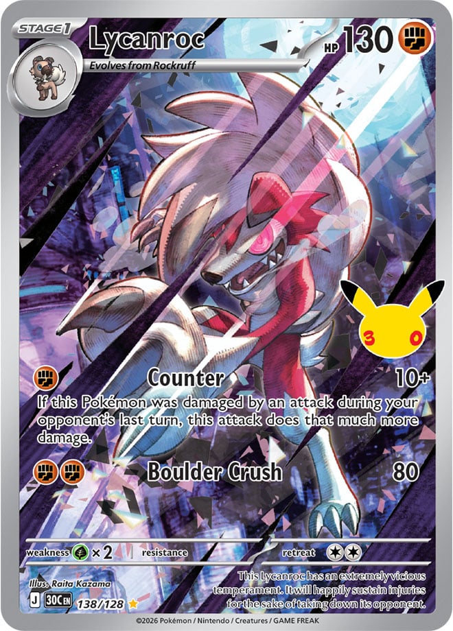 Lycanroc 138/128 - POKEMON: 30TH CELEBRATION - Pokemon Single Card