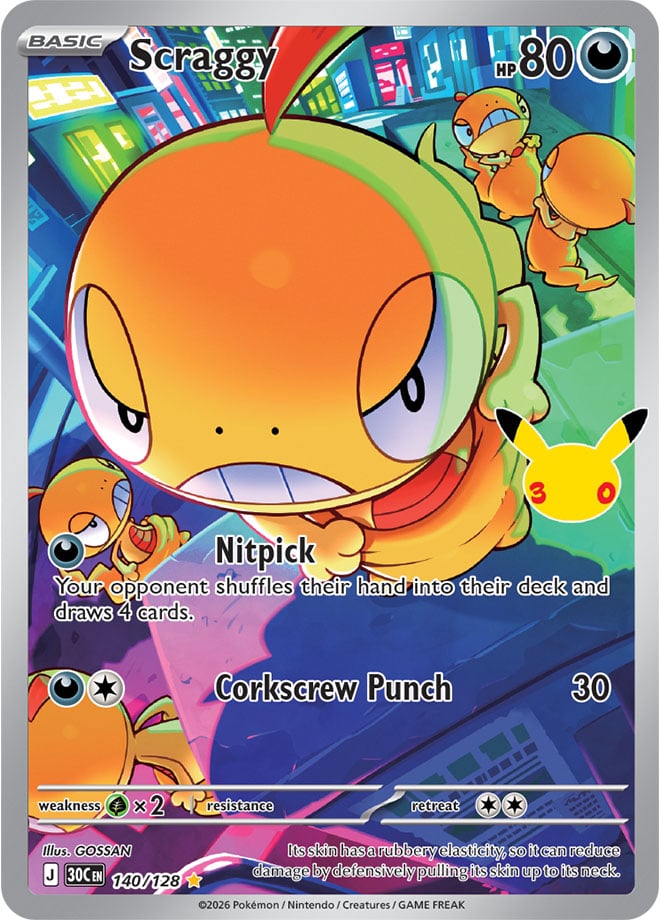 Scraggy 140/128 - POKEMON: 30TH CELEBRATION - Pokemon Single Card