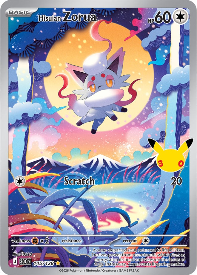 Hisuian Zorua 145/128 - POKEMON: 30TH CELEBRATION - Pokemon Single Card