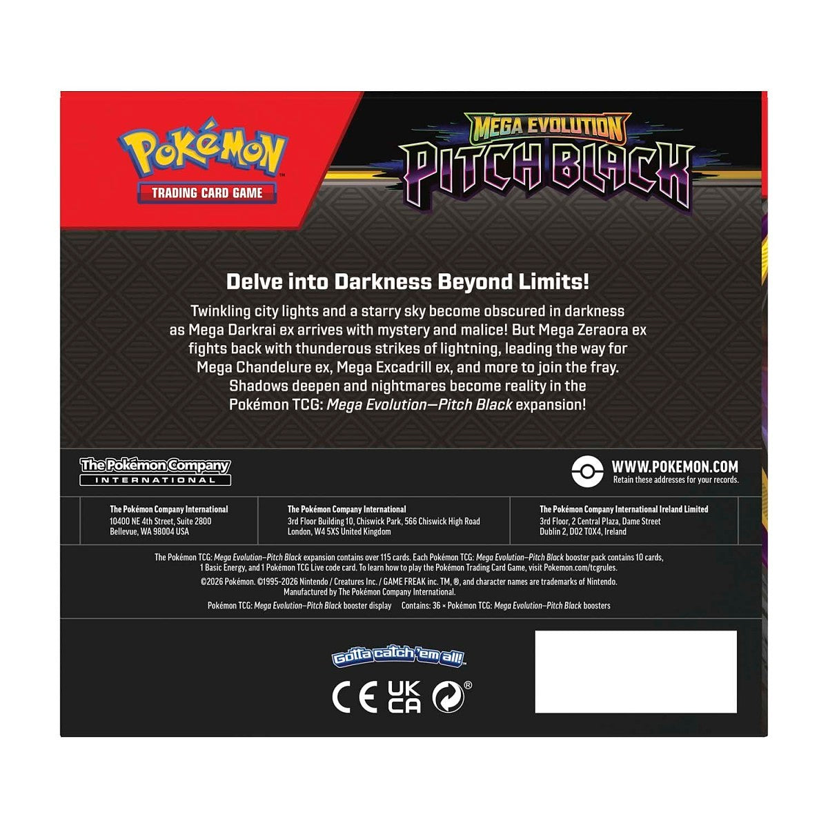 PRE-ORDER Pokémon TCG: Mega Evolution-Pitch Black Booster Display Box (36 Packs) (Release date: July 17th, 2026)