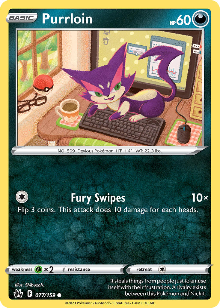 Purrloin 077/159 - POKEMON SWORD & SHIELD: CROWN ZENITH