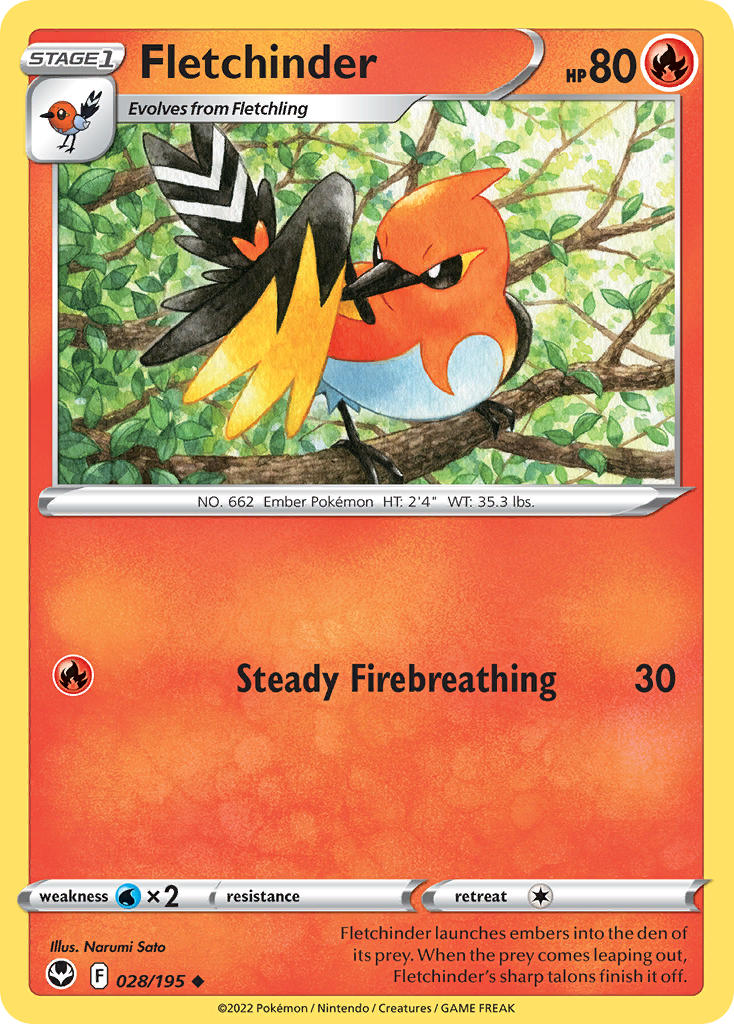 Fletchinder 028/195 - POKEMON SWORD & SHIELD: SILVER TEMPEST