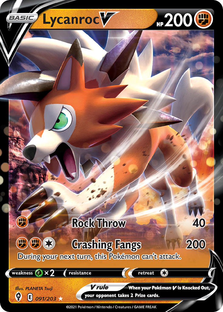 Lycanroc V 091/203 - POKEMON SWORD & SHIELD: EVOLVING SKIES