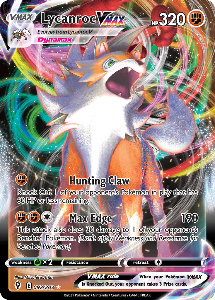 Lycanroc VMAX 092/203 - POKEMON SWORD & SHIELD: EVOLVING SKIES