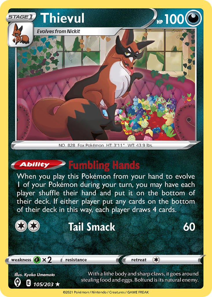 Thievul 105/203 - POKEMON SWORD & SHIELD: EVOLVING SKIES