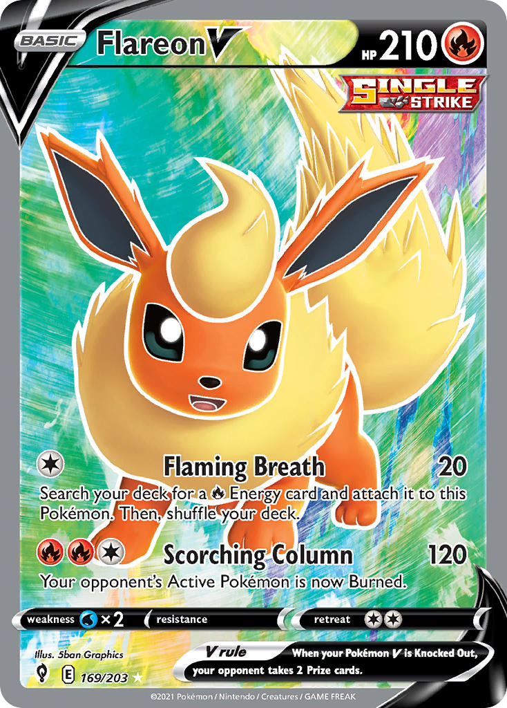 Flareon V 169/203 - POKEMON SWORD & SHIELD: EVOLVING SKIES