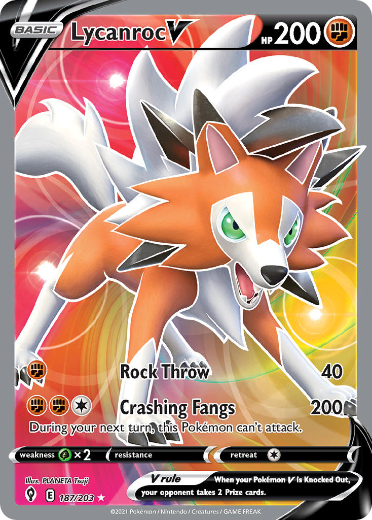 Lycanroc V 187/203 - POKEMON SWORD & SHIELD: EVOLVING SKIES