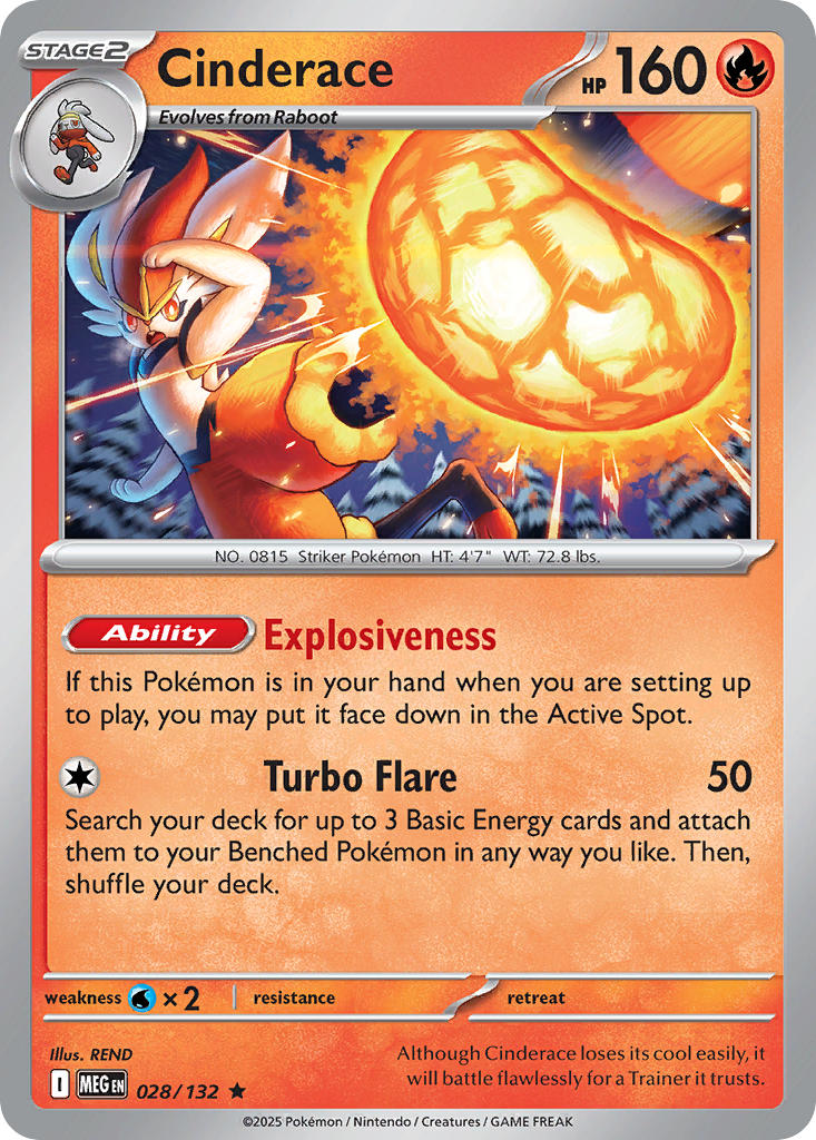 028/132 Cinderace - MEGA EVOLUTION: BASE SET - Pokemon Single Card