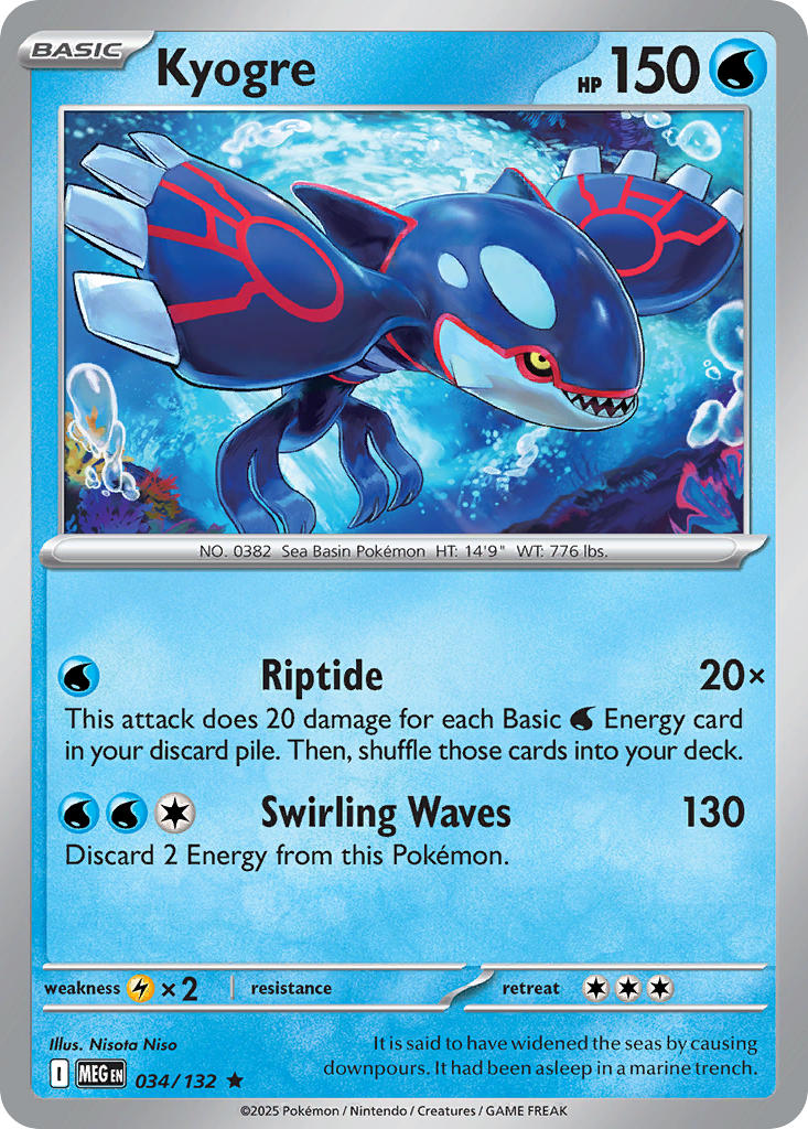 034/132 Kyogre - MEGA EVOLUTION: BASE SET - Pokemon Single Card