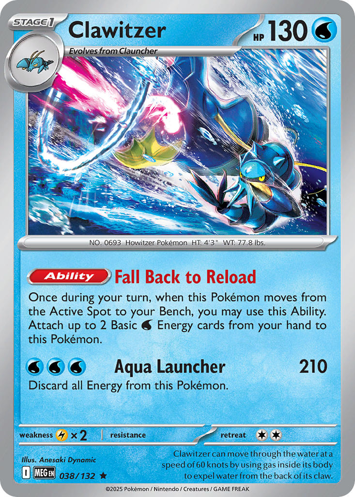 038/132 Clawitzer - MEGA EVOLUTION: BASE SET - Pokemon Single Card