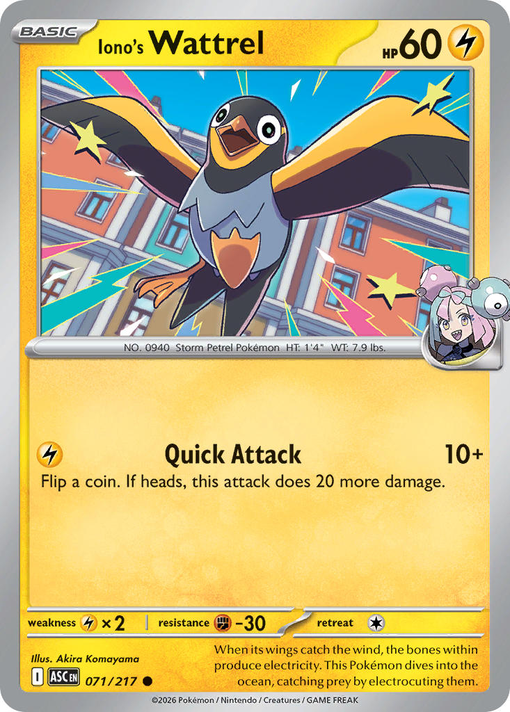 Iono's Wattrel 071/217 - POKEMON MEGA EVOLUTION: ASCENDED HEROES