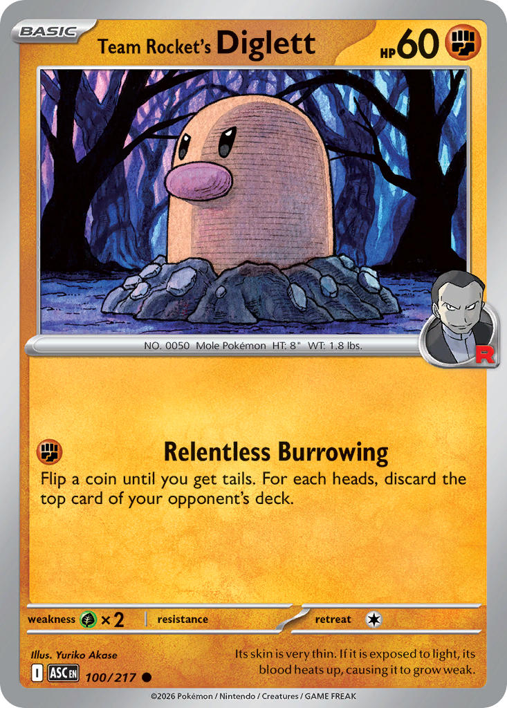 Team Rocket's Diglett 100/217 - POKEMON MEGA EVOLUTION: ASCENDED HEROES