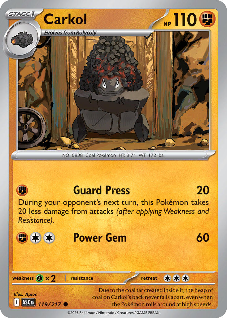 Carkol 119/217 - POKEMON MEGA EVOLUTION: ASCENDED HEROES