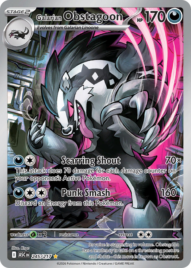Galarian Obstagoon 245/217 - POKEMON MEGA EVOLUTION: ASCENDED HEROES - Pokemon Single Card