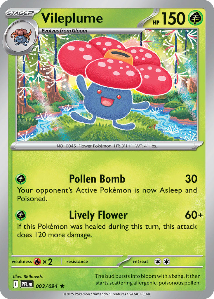 Vileplume 003/094 - POKEMON MEGA EVOLUTION: PHANTASMAL FLAMES - Pokemon Single Card