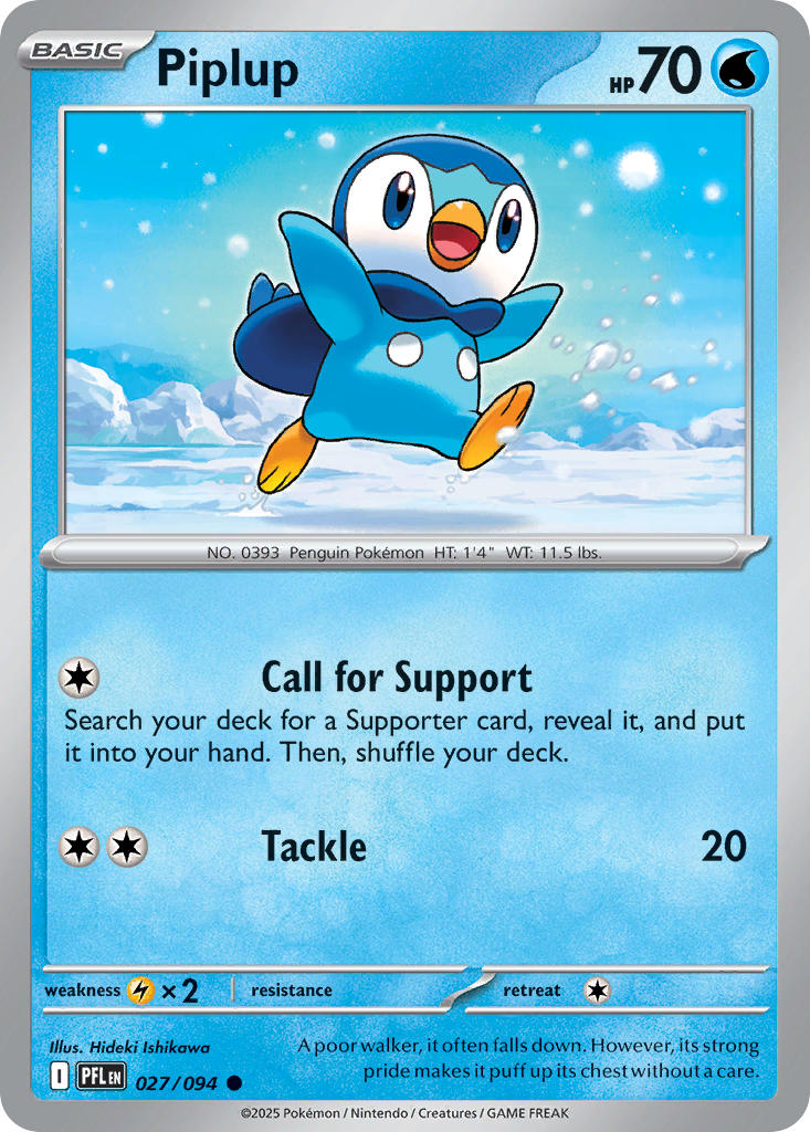 Piplup 027/094 - POKEMON MEGA EVOLUTION: PHANTASMAL FLAMES - Pokemon Single Card