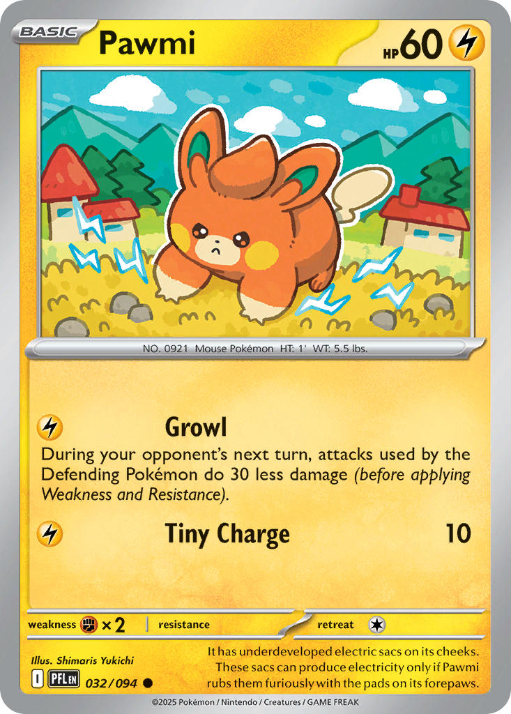 Pawmi 032/094 - POKEMON MEGA EVOLUTION: PHANTASMAL FLAMES - Pokemon Single Card