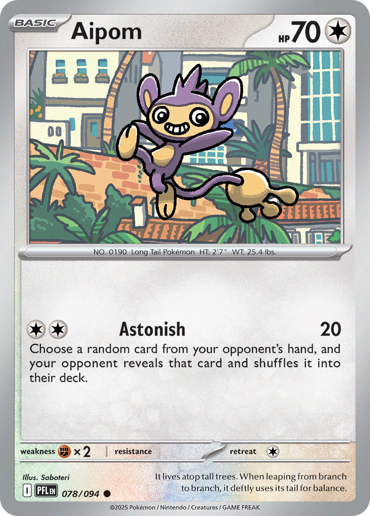 Aipom 078/094 - POKEMON MEGA EVOLUTION: PHANTASMAL FLAMES - Pokemon Single Card
