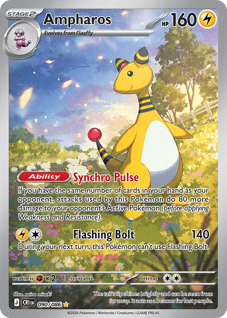Ampharos 090/086 - POKEMON MEGA EVOLUTION: CHAOS RISING - Pokemon Single Card