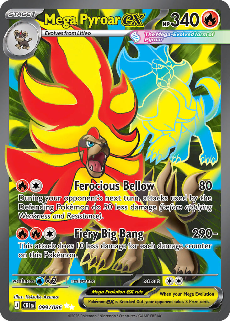 Mega Pyroar ex 099/086 - POKEMON MEGA EVOLUTION: CHAOS RISING - Pokemon Single Card