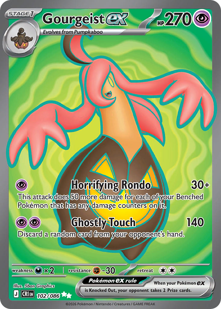 Gourgeist ex 102/086 - POKEMON MEGA EVOLUTION: CHAOS RISING - Pokemon Single Card