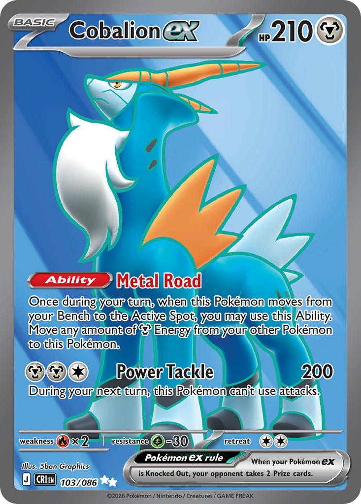 Cobalion ex 103/086 - POKEMON MEGA EVOLUTION: CHAOS RISING - Pokemon Single Card