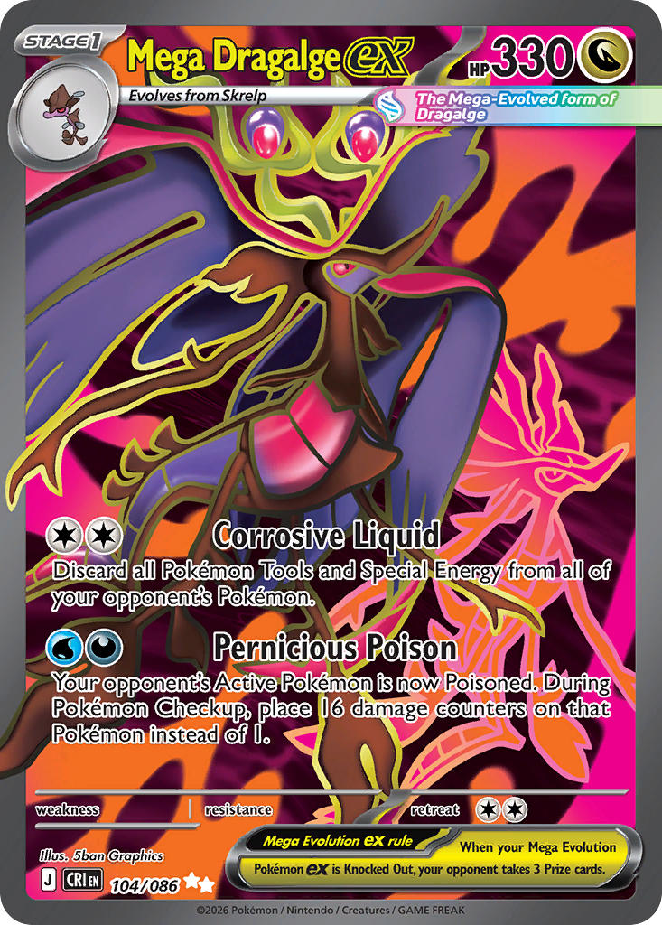 Mega Dragalge ex 104/086 - POKEMON MEGA EVOLUTION: CHAOS RISING - Pokemon Single Card