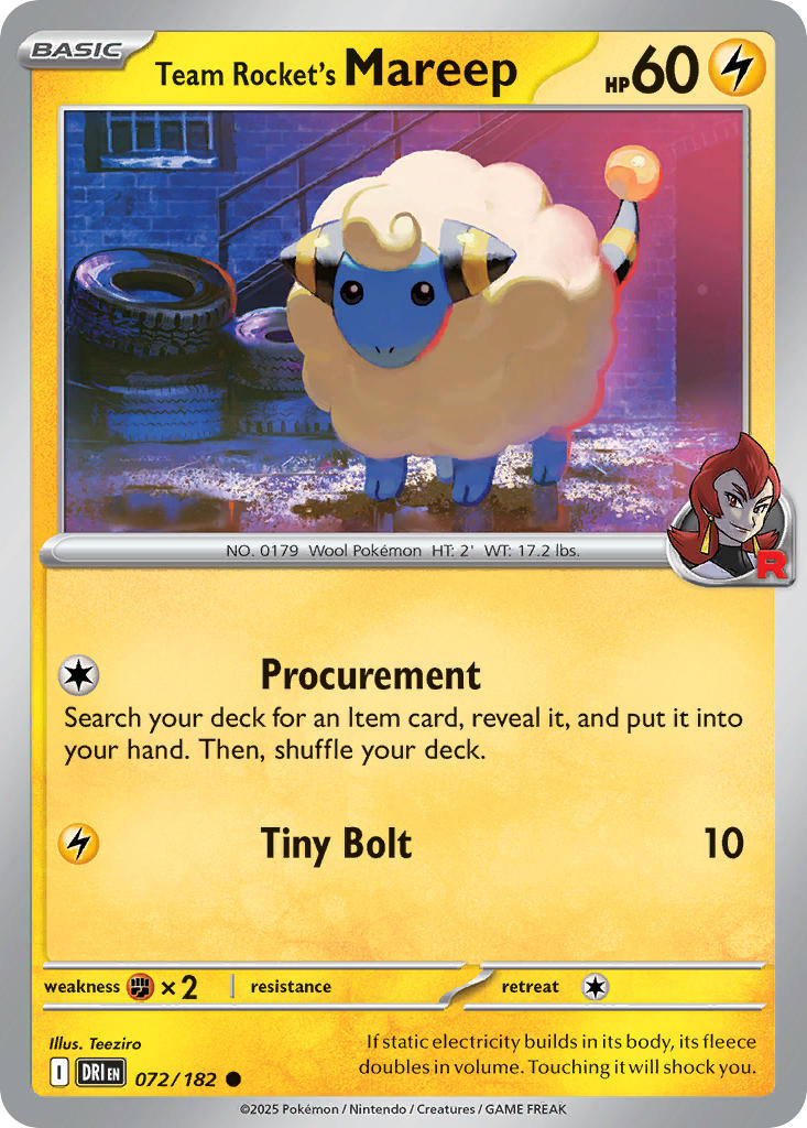 Team Rocket's Mareep 072/182 - POKEMON SCARLET & VIOLET: DESTINED RIVALS