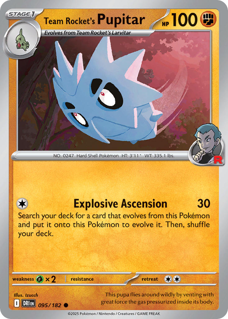Team Rocket's Pupitar 095/182 - POKEMON SCARLET & VIOLET: DESTINED RIVALS - Pokemon Single Card