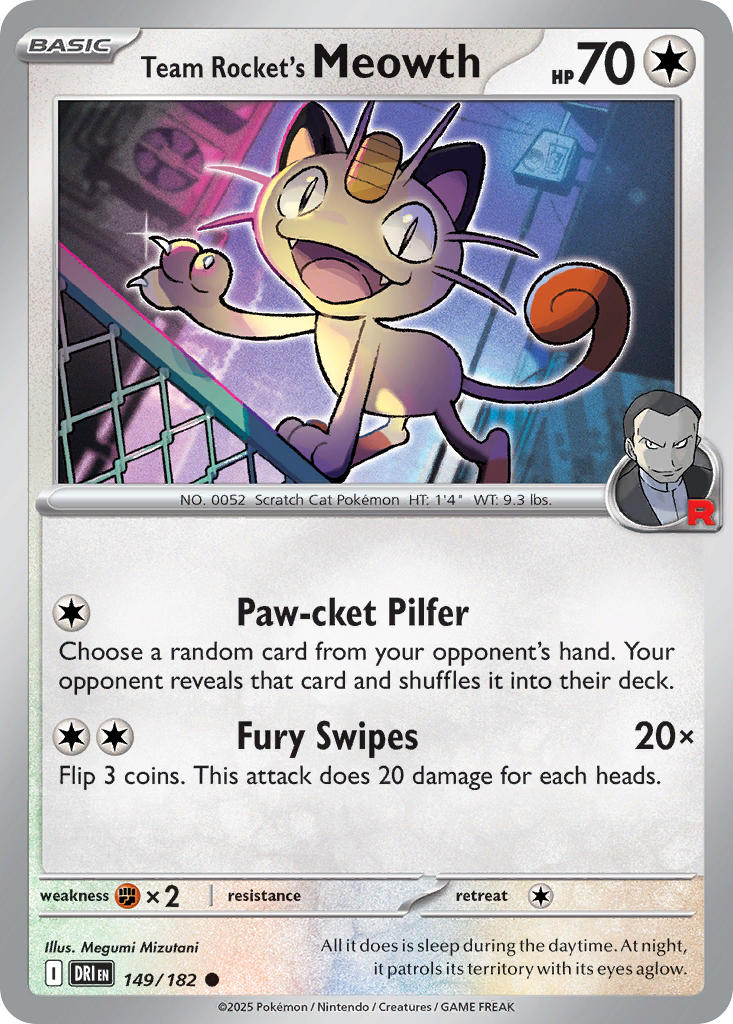 Team Rocket's Meowth 149/182 - POKEMON SCARLET & VIOLET: DESTINED RIVALS