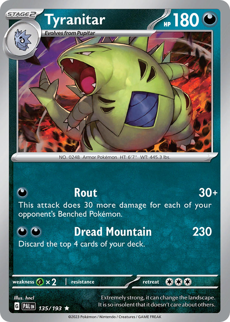Tyranitar 135/193 - POKEMON SCARLET & VIOLET: PALDEA EVOLVED - Pokemon Single Card