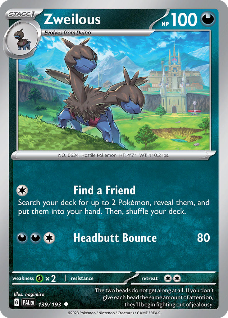 Zweilous 139/193 - POKEMON SCARLET & VIOLET: PALDEA EVOLVED - Pokemon Single Card