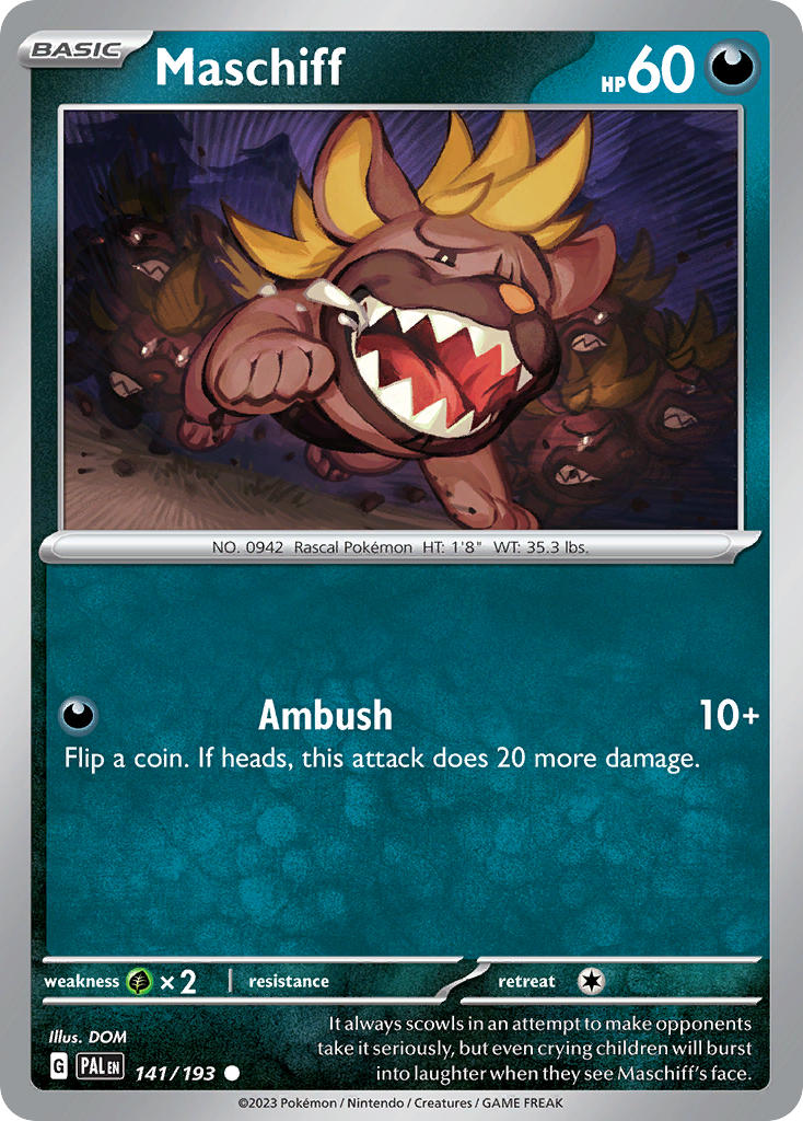 Maschiff 141/193 - POKEMON SCARLET & VIOLET: PALDEA EVOLVED - Pokemon Single Card
