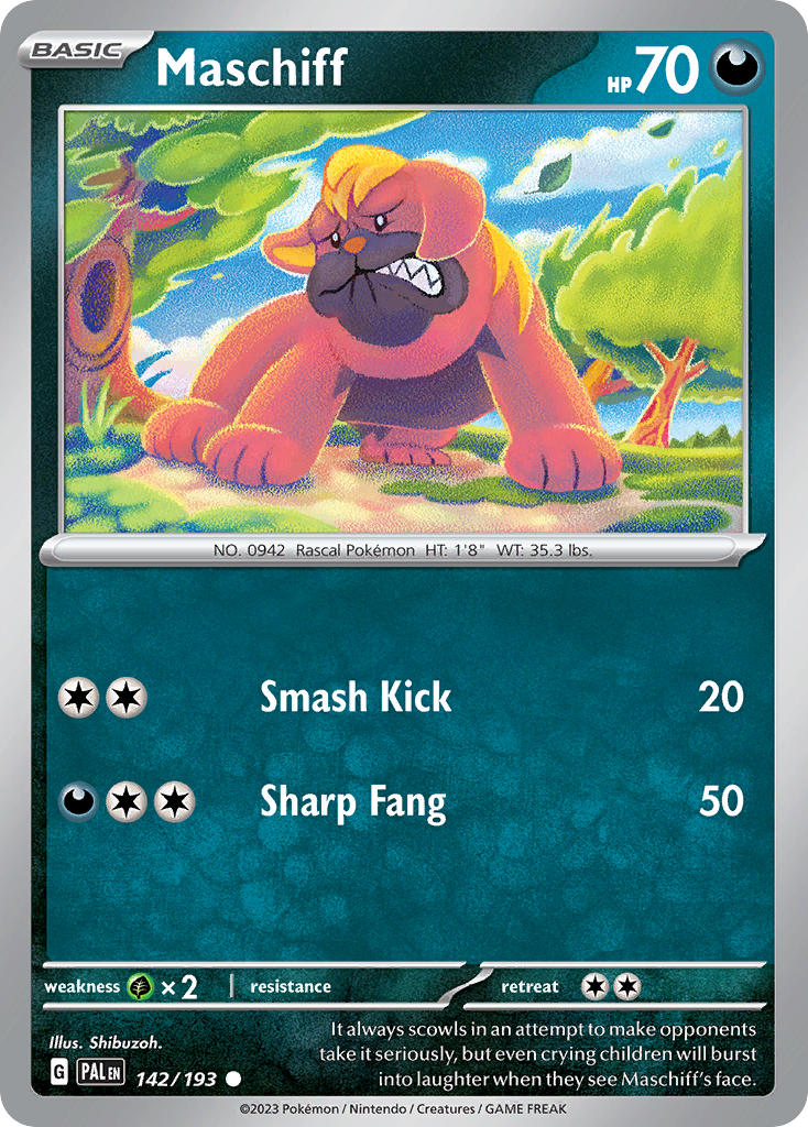 Maschiff 142/193 - POKEMON SCARLET & VIOLET: PALDEA EVOLVED - Pokemon Single Card